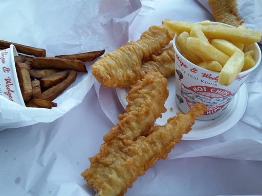 Fish and Chips avec frites à la Kumara
